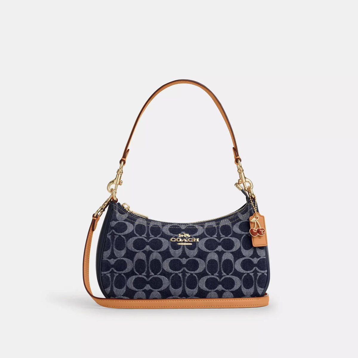 Coach Teri Shoulder Bag in Signature Denim, CAF82, with Vachetta Leather Trim