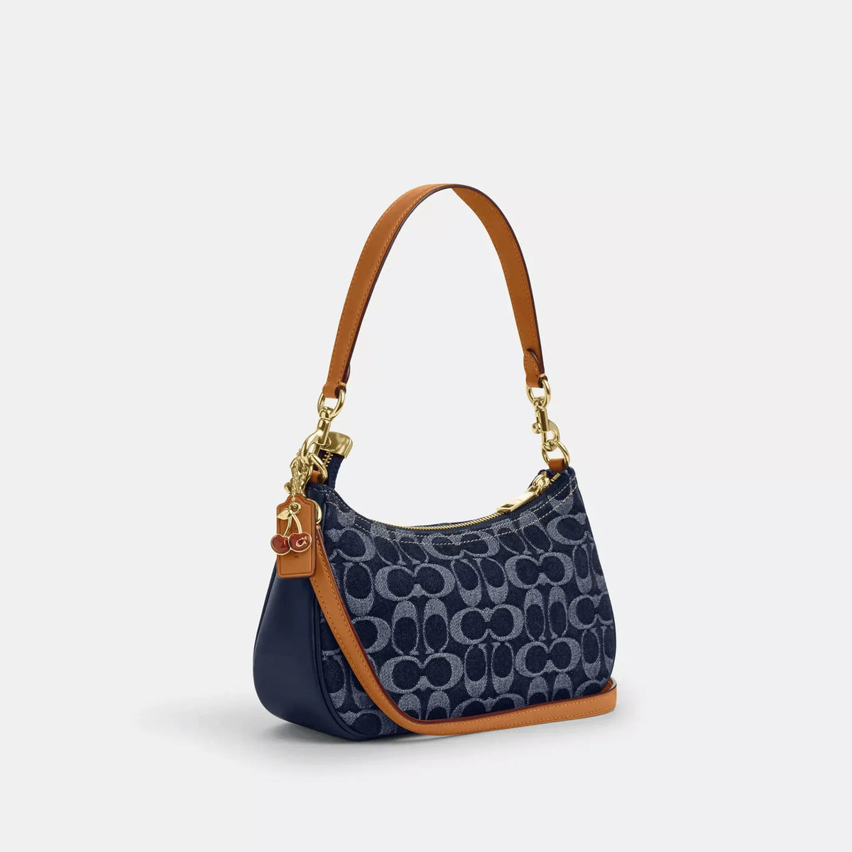 Coach Teri Shoulder Bag in Signature Denim, CAF82, with Vachetta Leather Trim