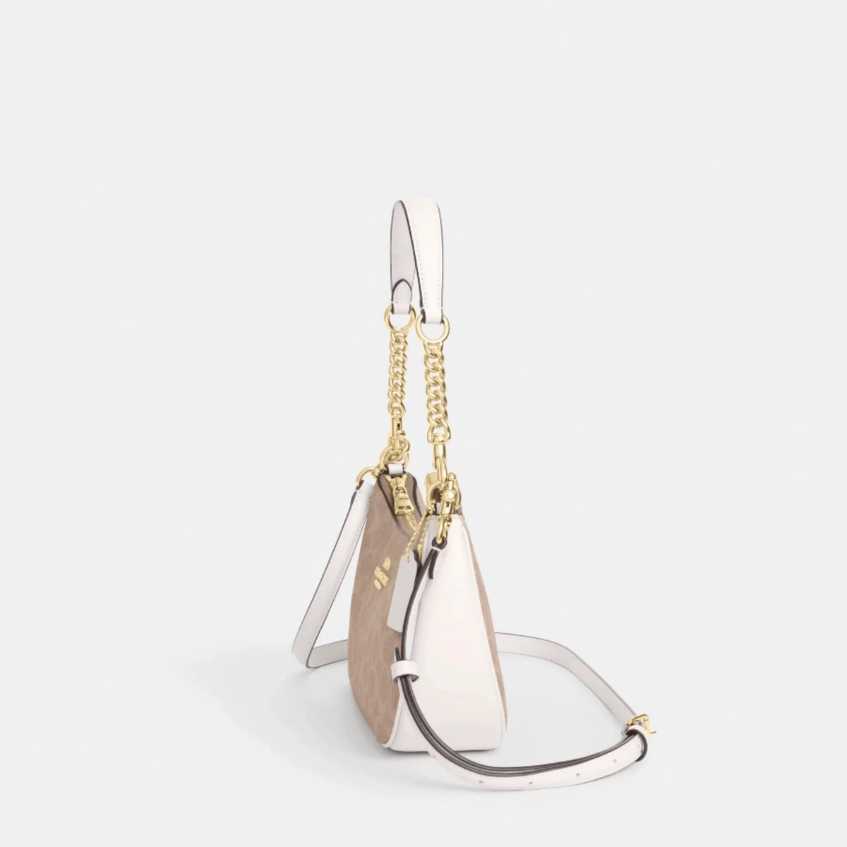 Coach Teri Shoulder Bag in Signature Canvas, CV933, Gold/Sand/Chalk
