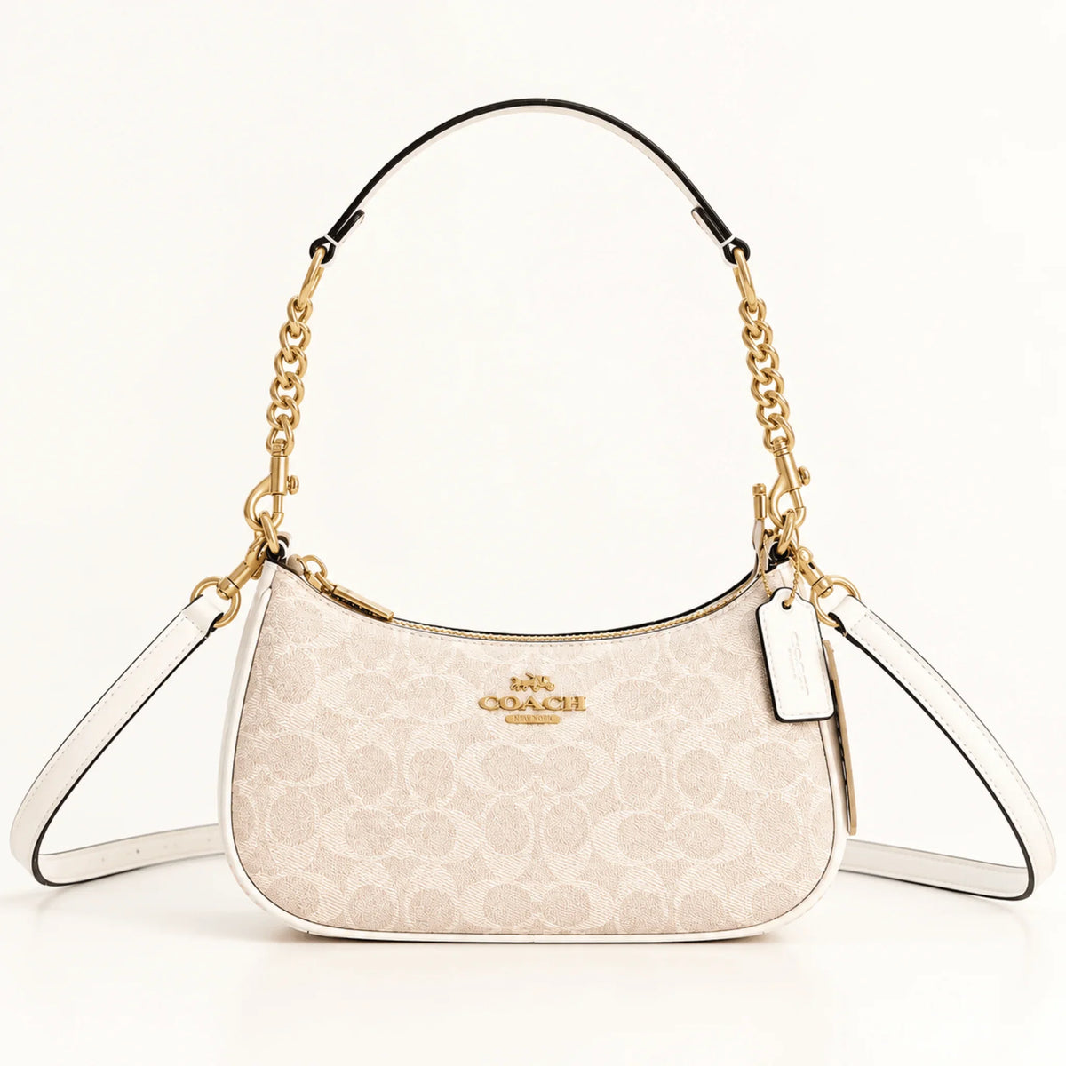Coach Teri Shoulder Bag in Signature Canvas, CV933, Gold/Sand/Chalk