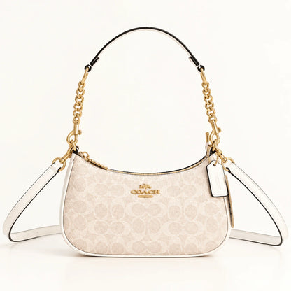 Coach Teri Shoulder Bag in Signature Canvas, CV933, Gold/Sand/Chalk