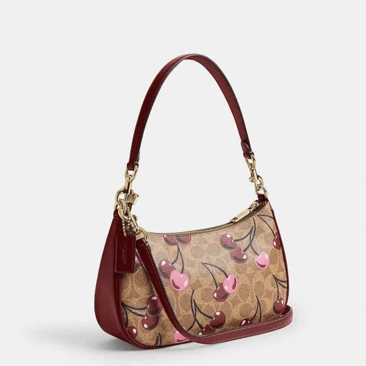 Coach Teri Shoulder Bag CY694 in Signature Canvas with Cherry Print