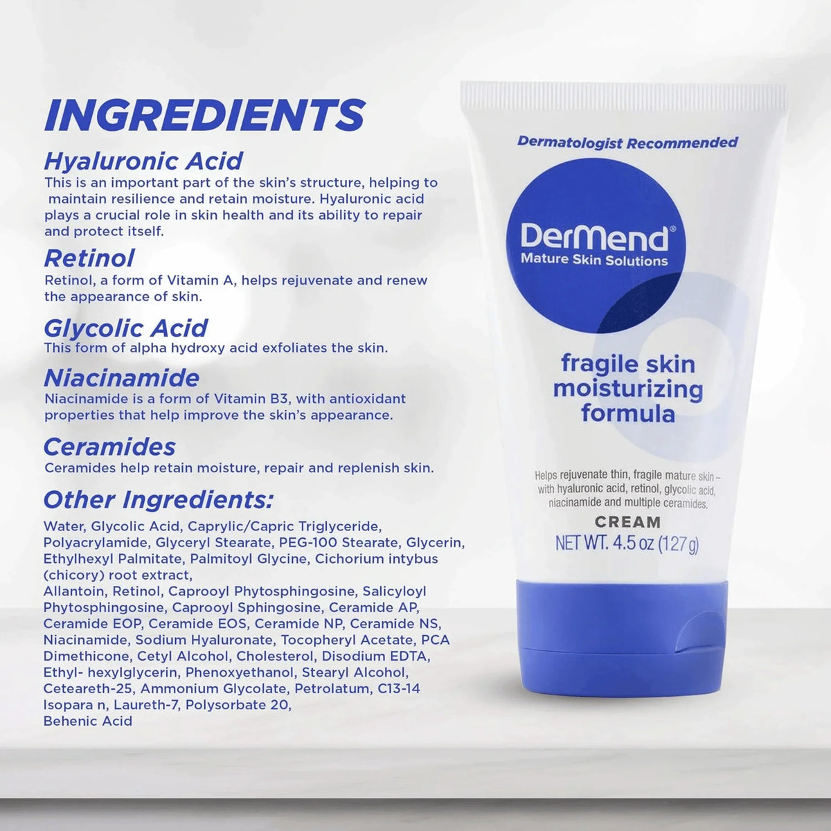 DerMend Fragile Skin Moisturizing Formula Cream, 4.5 oz