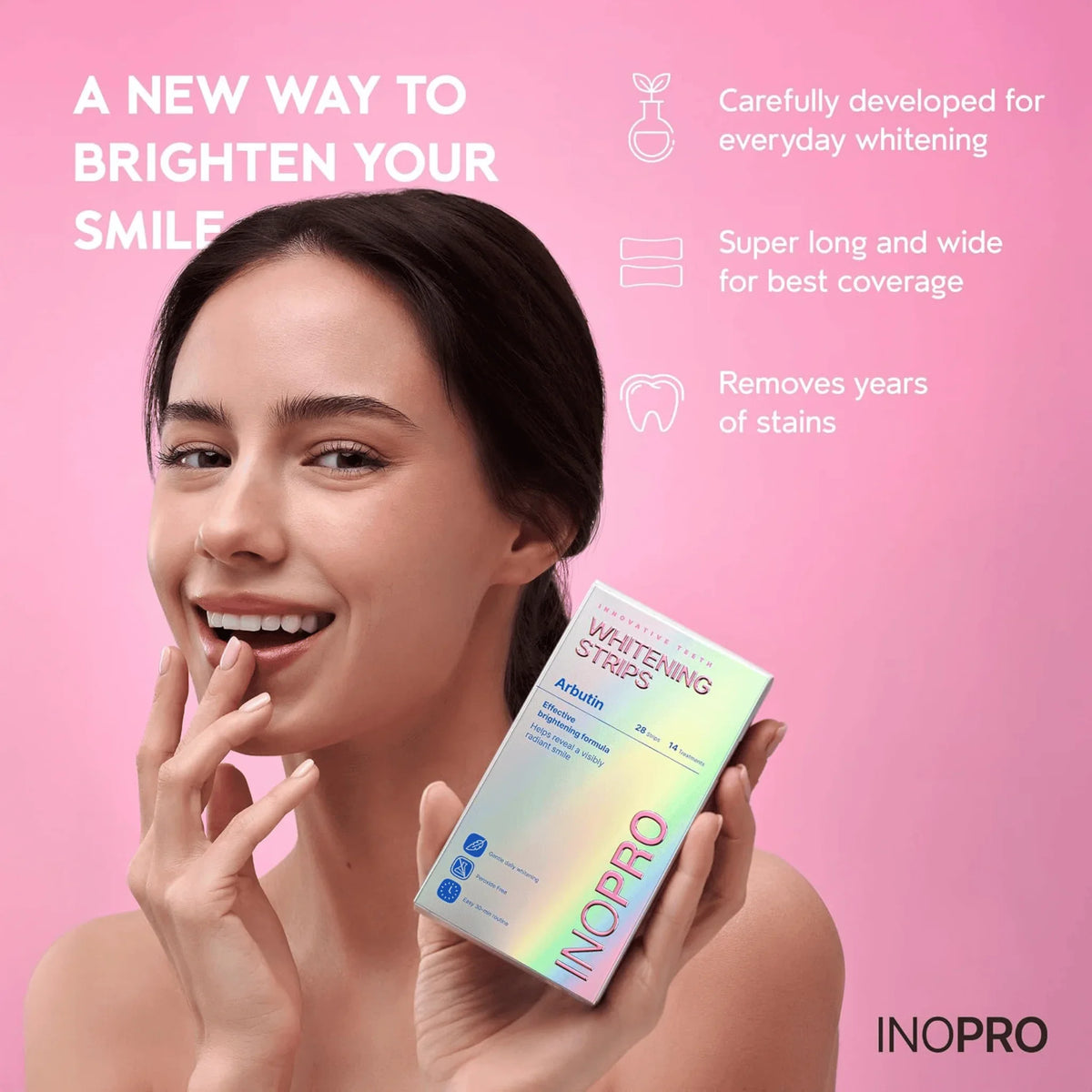 InoPro Teeth Whitening Strips, Peroxide-Free Green Whitening