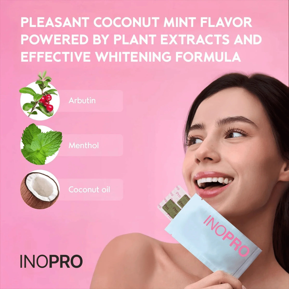 InoPro Teeth Whitening Strips, Peroxide-Free Green Whitening