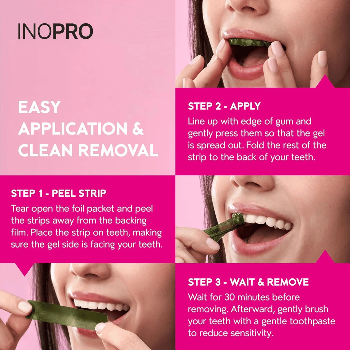 InoPro Teeth Whitening Strips, Peroxide-Free Green Whitening