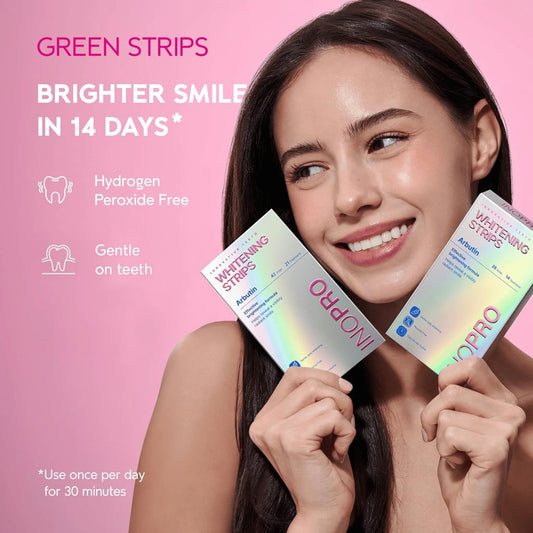InoPro Teeth Whitening Strips, Peroxide-Free Green Whitening