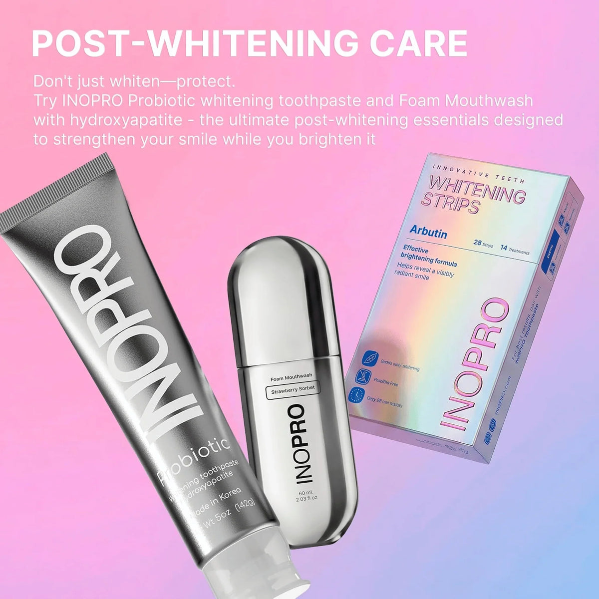 InoPro Teeth Whitening Strips, Peroxide-Free Green Whitening