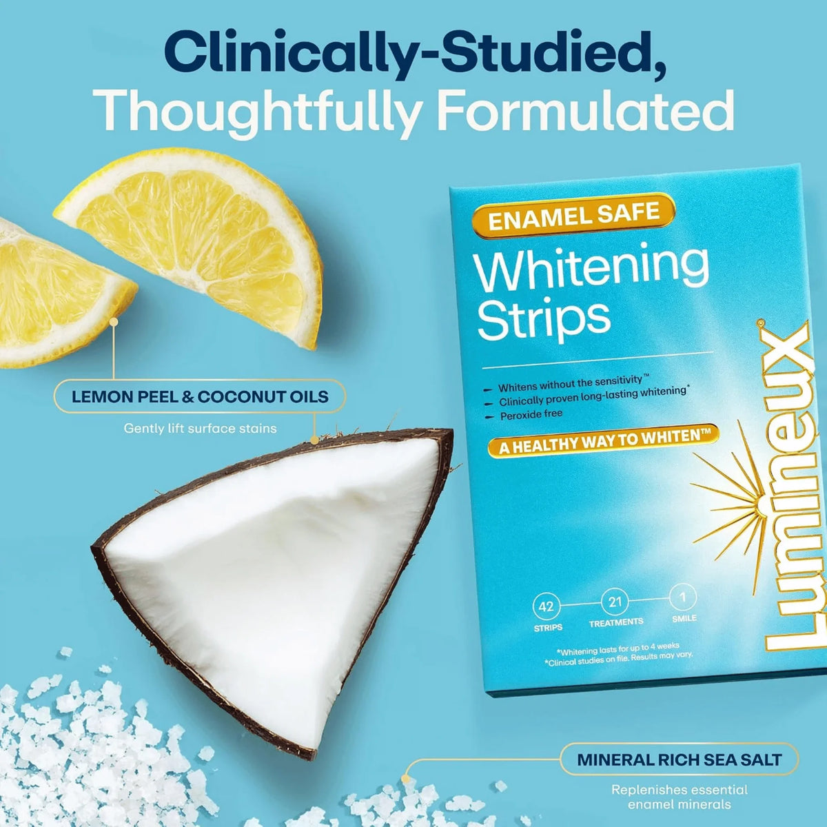 Lumineux Teeth Whitening Strips, Peroxide-Free, 21 Treatments